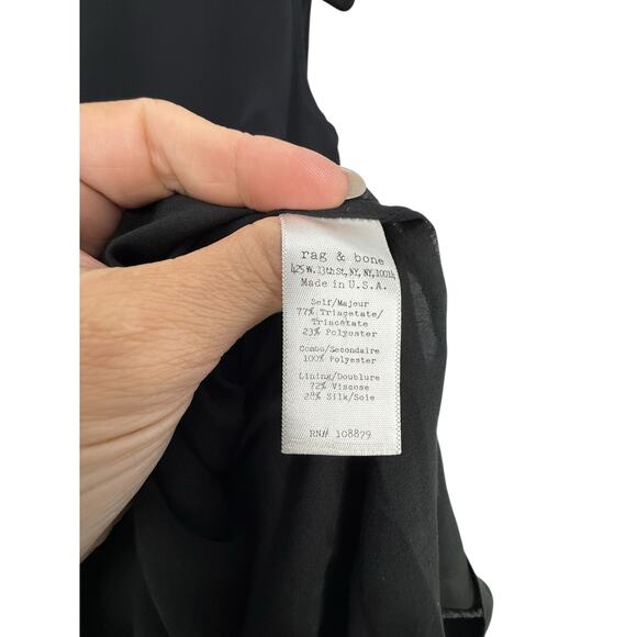 Rag & Bone Mini Dress Women 10 Black Chiffon Overlay Silk Classic LBD Modest - Picture 9 of 10